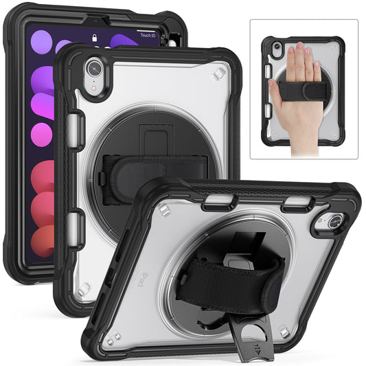 For iPad mini (2021) Protective Cover PC+TPU Kickstand Tablet Case with Hand Strap