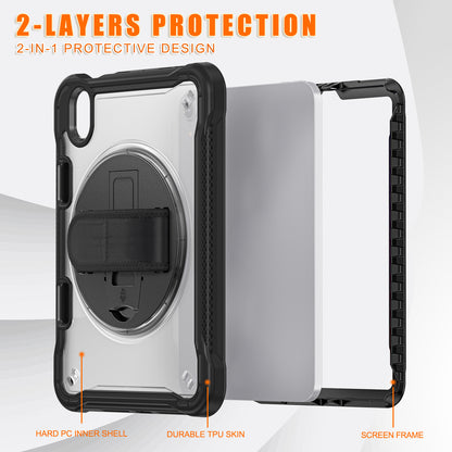 For iPad mini (2021) Protective Cover PC+TPU Kickstand Tablet Case with Hand Strap
