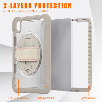 For iPad mini (2021) Protective Cover PC+TPU Kickstand Tablet Case with Hand Strap