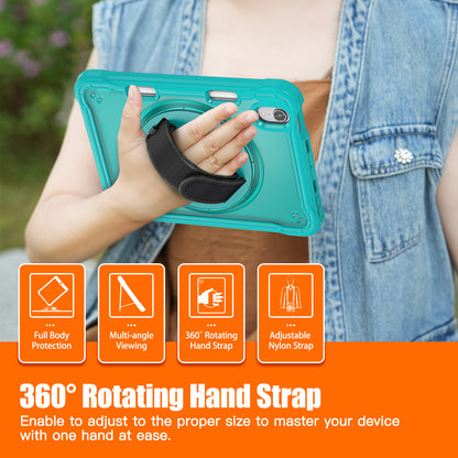 For iPad mini (2021) Protective Cover PC+TPU Kickstand Tablet Case with Hand Strap