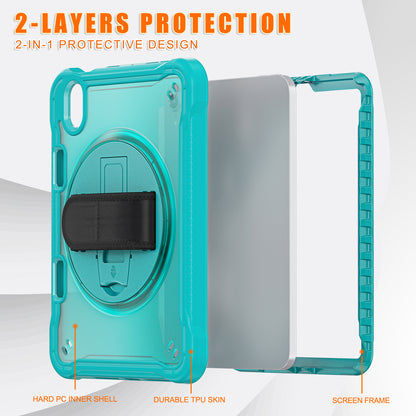For iPad mini (2021) Protective Cover PC+TPU Kickstand Tablet Case with Hand Strap
