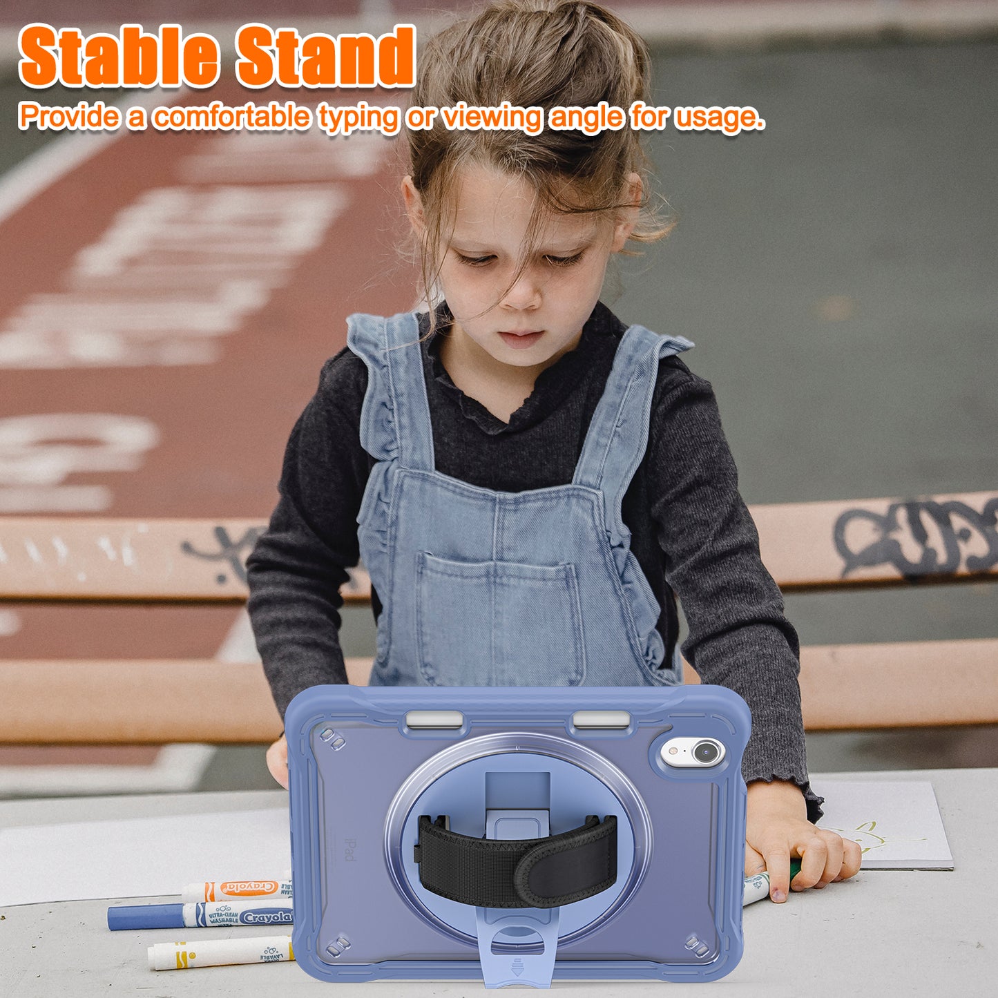For iPad mini (2021) Protective Cover PC+TPU Kickstand Tablet Case with Hand Strap