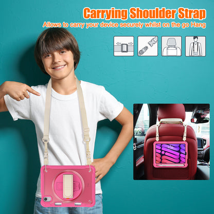 For iPad mini (2021) Tablet Case PC+TPU Kickstand Cover with Shoulder Strap / Hand Strap