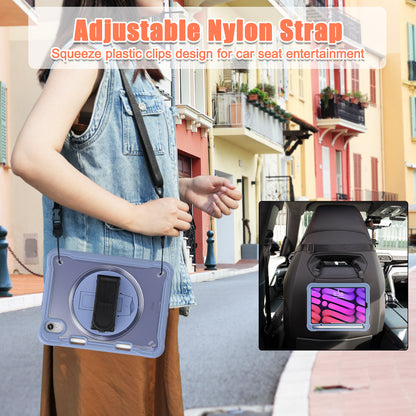 For iPad mini (2021) Tablet Case PC+TPU Kickstand Cover with Shoulder Strap / Hand Strap