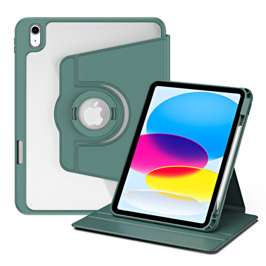 For iPad 10.9 (2022) Smart Cover PU Leather+Acrylic Rotary Kickstand Protective Tablet Case