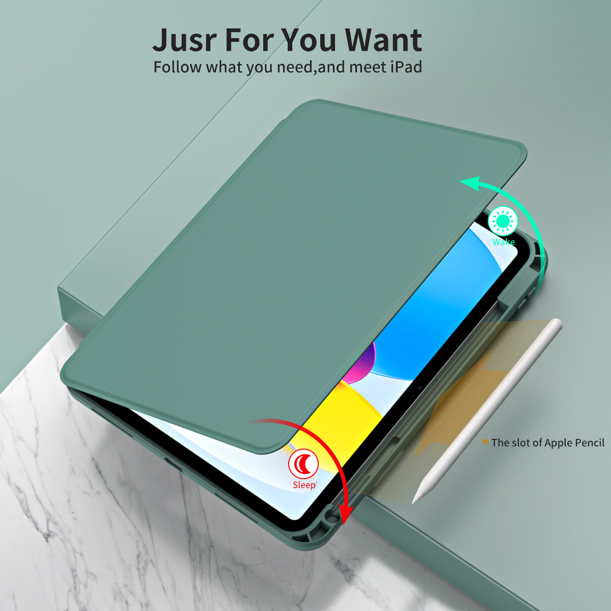 For iPad 10.9 (2022) Smart Cover PU Leather+Acrylic Rotary Kickstand Protective Tablet Case