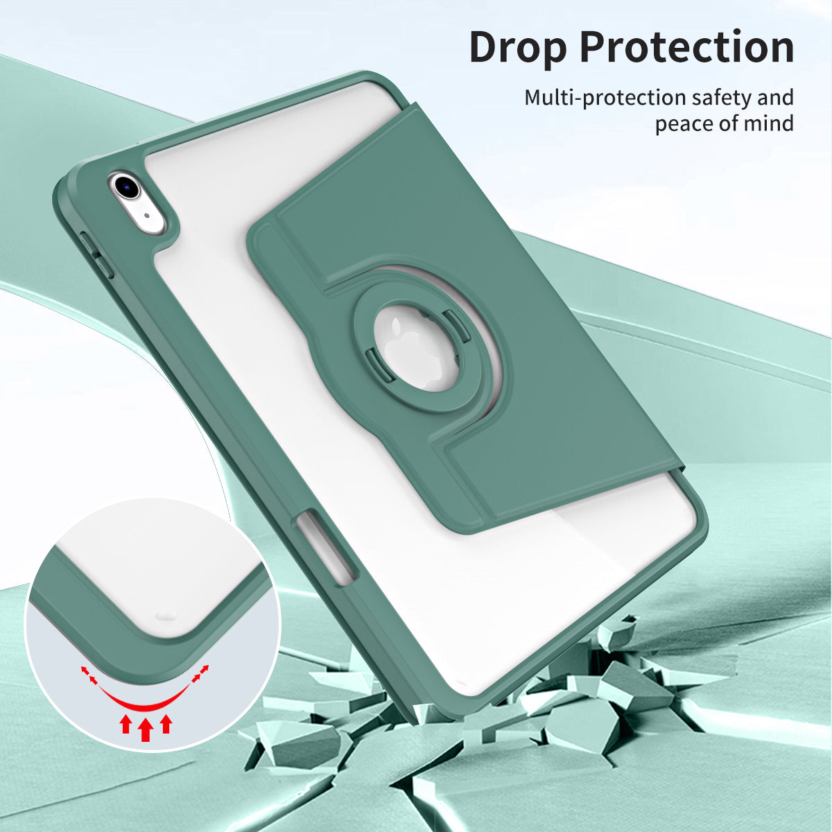 For iPad 10.9 (2022) Smart Cover PU Leather+Acrylic Rotary Kickstand Protective Tablet Case