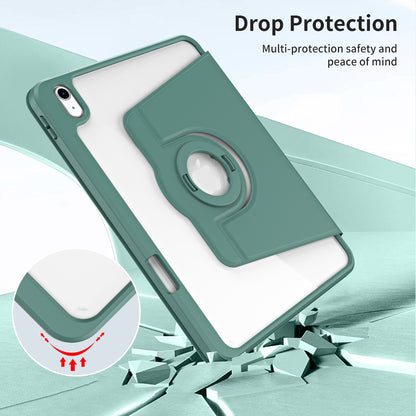 For iPad 10.9 (2022) Smart Cover PU Leather+Acrylic Rotary Kickstand Protective Tablet Case