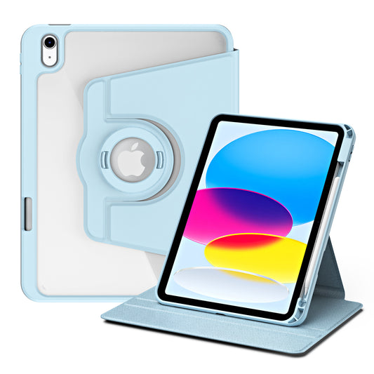 For iPad 10.9 (2022) Smart Cover PU Leather+Acrylic Rotary Kickstand Protective Tablet Case