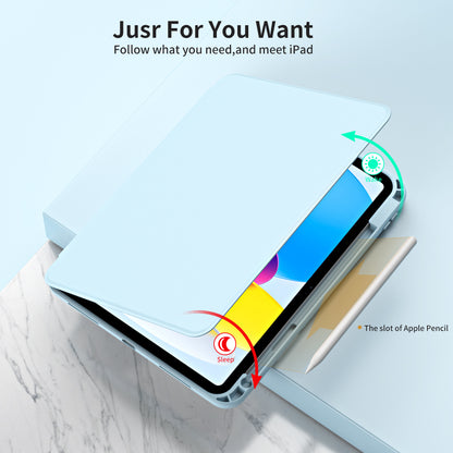 For iPad 10.9 (2022) Smart Cover PU Leather+Acrylic Rotary Kickstand Protective Tablet Case