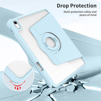 For iPad 10.9 (2022) Smart Cover PU Leather+Acrylic Rotary Kickstand Protective Tablet Case