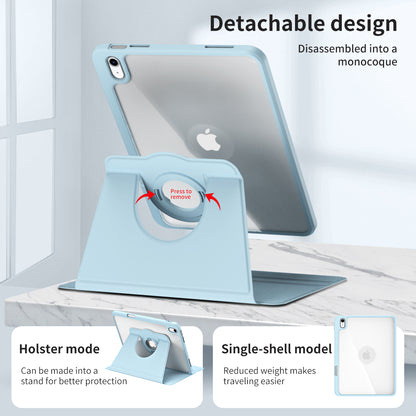 For iPad 10.9 (2022) Smart Cover PU Leather+Acrylic Rotary Kickstand Protective Tablet Case