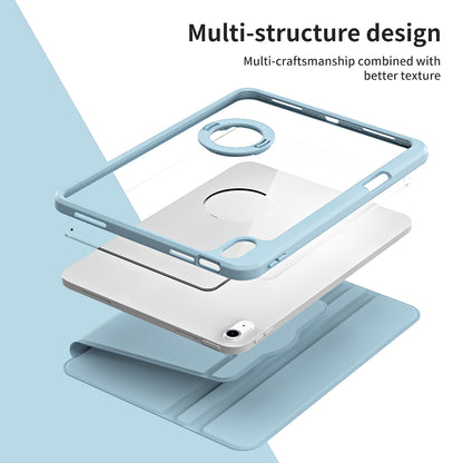 For iPad 10.9 (2022) Smart Cover PU Leather+Acrylic Rotary Kickstand Protective Tablet Case