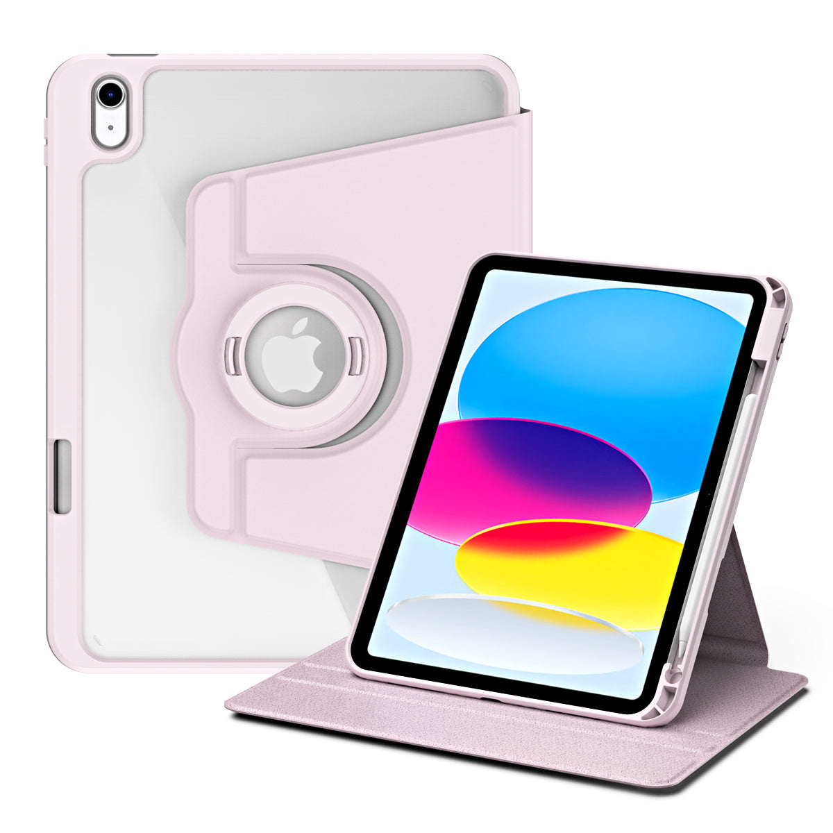 For iPad 10.9 (2022) Smart Cover PU Leather+Acrylic Rotary Kickstand Protective Tablet Case