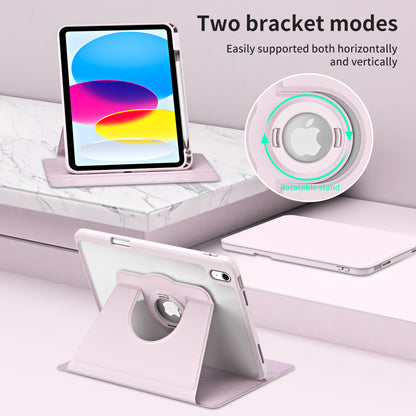 For iPad 10.9 (2022) Smart Cover PU Leather+Acrylic Rotary Kickstand Protective Tablet Case