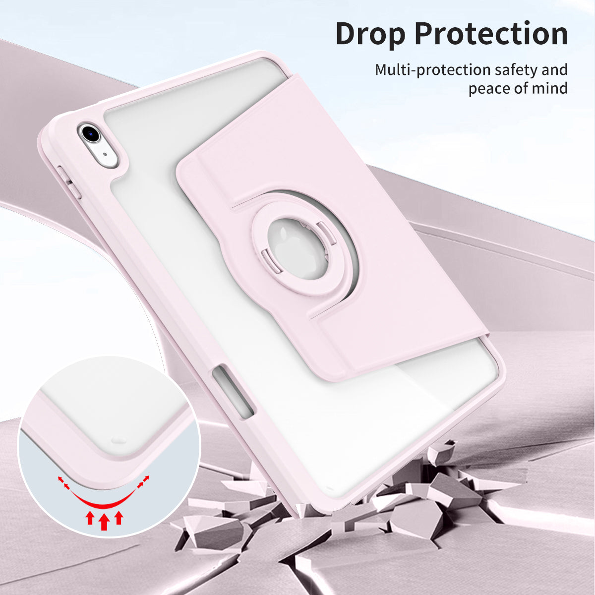 For iPad 10.9 (2022) Smart Cover PU Leather+Acrylic Rotary Kickstand Protective Tablet Case