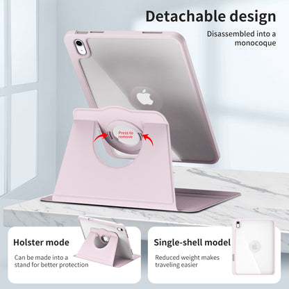 For iPad 10.9 (2022) Smart Cover PU Leather+Acrylic Rotary Kickstand Protective Tablet Case