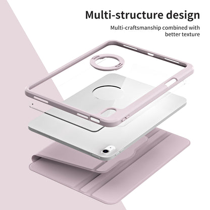 For iPad 10.9 (2022) Smart Cover PU Leather+Acrylic Rotary Kickstand Protective Tablet Case