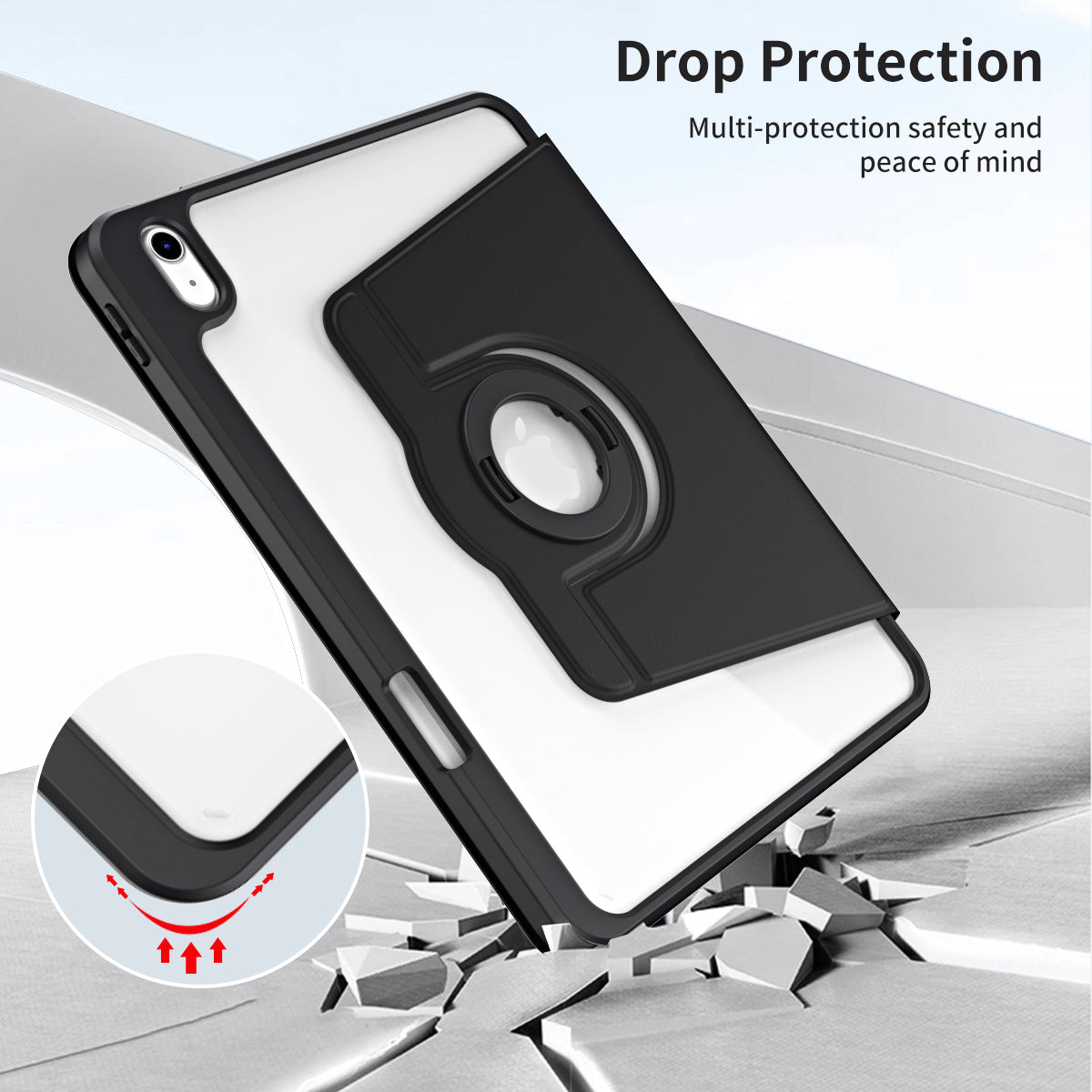 For iPad 10.9 (2022) Smart Cover PU Leather+Acrylic Rotary Kickstand Protective Tablet Case
