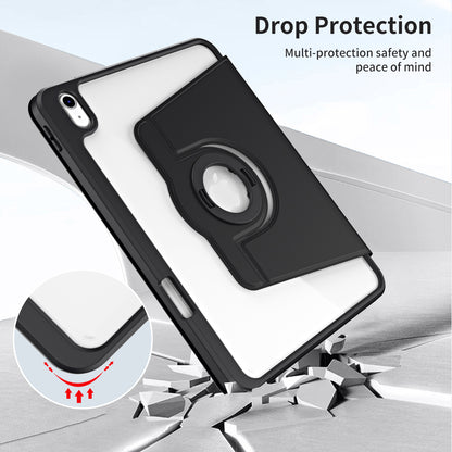 For iPad 10.9 (2022) Smart Cover PU Leather+Acrylic Rotary Kickstand Protective Tablet Case