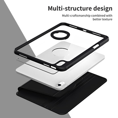For iPad 10.9 (2022) Smart Cover PU Leather+Acrylic Rotary Kickstand Protective Tablet Case