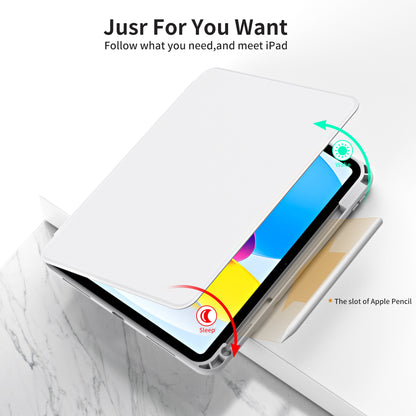 For iPad 10.9 (2022) Smart Cover PU Leather+Acrylic Rotary Kickstand Protective Tablet Case