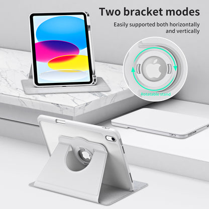 For iPad 10.9 (2022) Smart Cover PU Leather+Acrylic Rotary Kickstand Protective Tablet Case