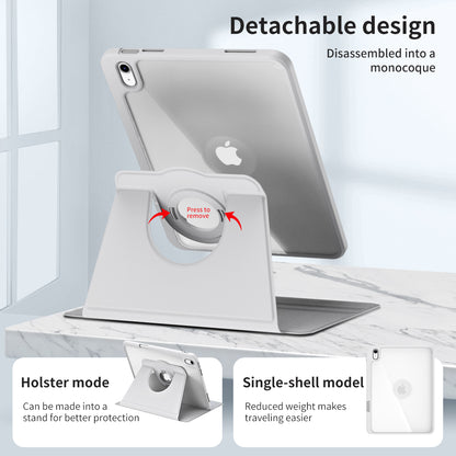 For iPad 10.9 (2022) Smart Cover PU Leather+Acrylic Rotary Kickstand Protective Tablet Case