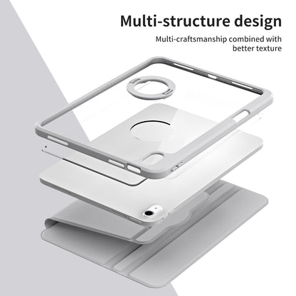 For iPad 10.9 (2022) Smart Cover PU Leather+Acrylic Rotary Kickstand Protective Tablet Case