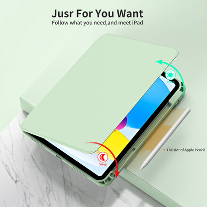 For iPad 10.9 (2022) Smart Cover PU Leather+Acrylic Rotary Kickstand Protective Tablet Case