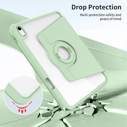 For iPad 10.9 (2022) Smart Cover PU Leather+Acrylic Rotary Kickstand Protective Tablet Case