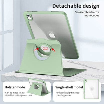 For iPad 10.9 (2022) Smart Cover PU Leather+Acrylic Rotary Kickstand Protective Tablet Case
