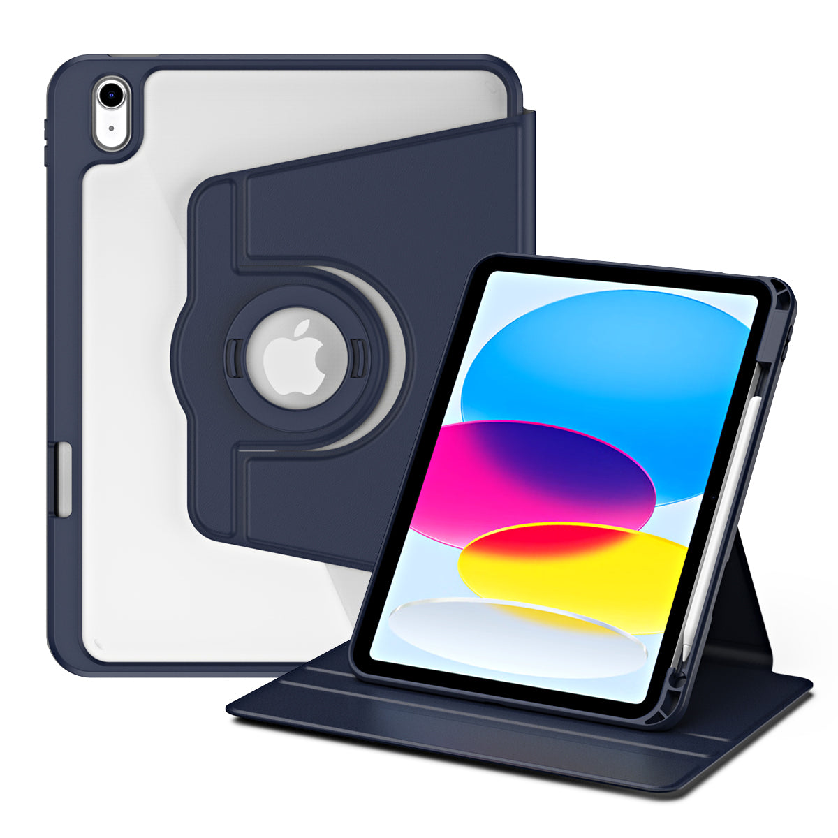 For iPad 10.9 (2022) Smart Cover PU Leather+Acrylic Rotary Kickstand Protective Tablet Case