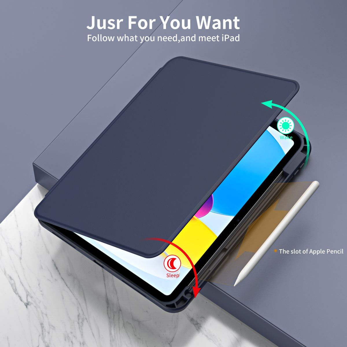 For iPad 10.9 (2022) Smart Cover PU Leather+Acrylic Rotary Kickstand Protective Tablet Case