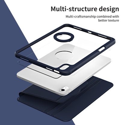 For iPad 10.9 (2022) Smart Cover PU Leather+Acrylic Rotary Kickstand Protective Tablet Case