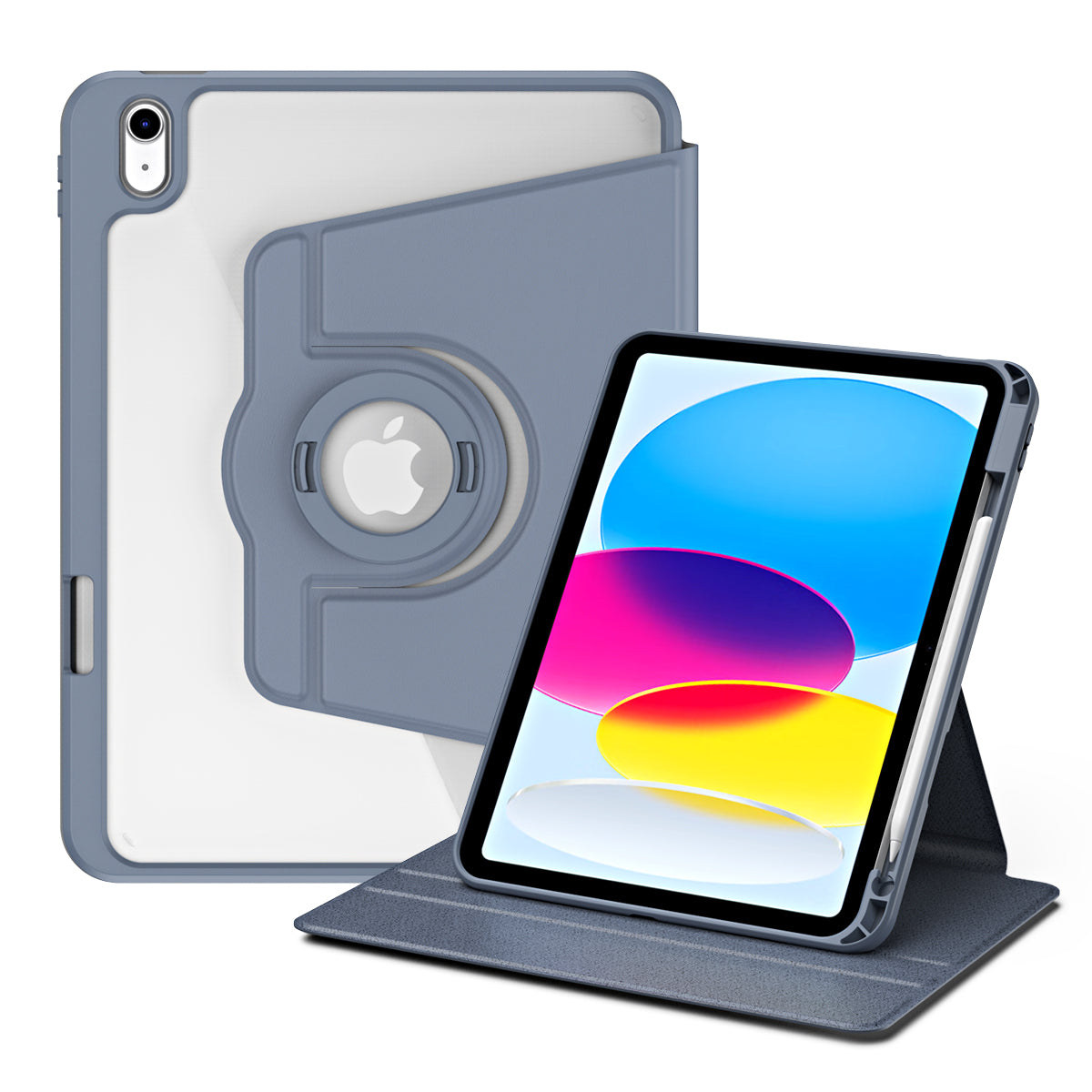 For iPad 10.9 (2022) Smart Cover PU Leather+Acrylic Rotary Kickstand Protective Tablet Case