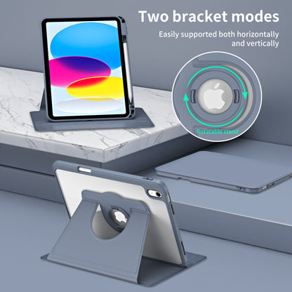 For iPad 10.9 (2022) Smart Cover PU Leather+Acrylic Rotary Kickstand Protective Tablet Case