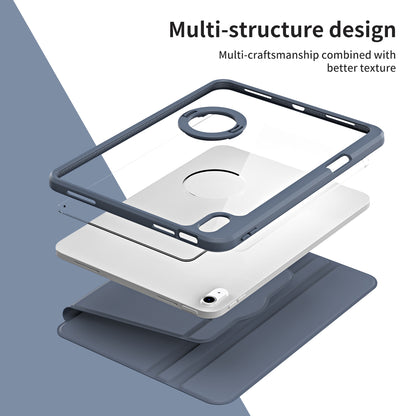 For iPad 10.9 (2022) Smart Cover PU Leather+Acrylic Rotary Kickstand Protective Tablet Case