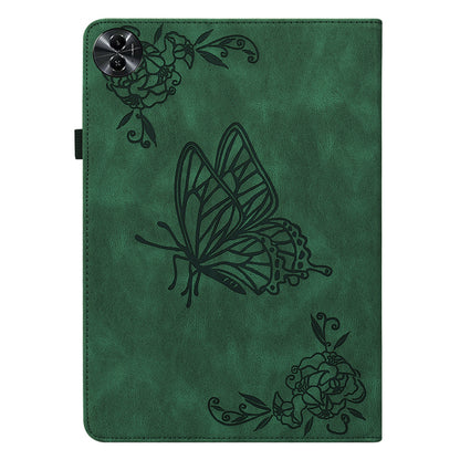 Tablet Case for Realme Pad 2 PU Leather Cover Butterfly Flower Imprinted Card Holder Shell