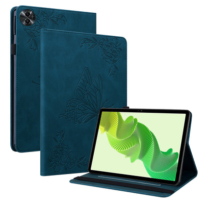 Tablet Case for Realme Pad 2 PU Leather Cover Butterfly Flower Imprinted Card Holder Shell