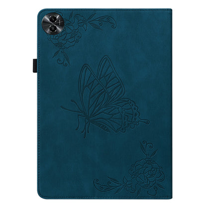 Tablet Case for Realme Pad 2 PU Leather Cover Butterfly Flower Imprinted Card Holder Shell