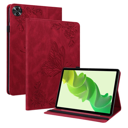 Tablet Case for Realme Pad 2 PU Leather Cover Butterfly Flower Imprinted Card Holder Shell