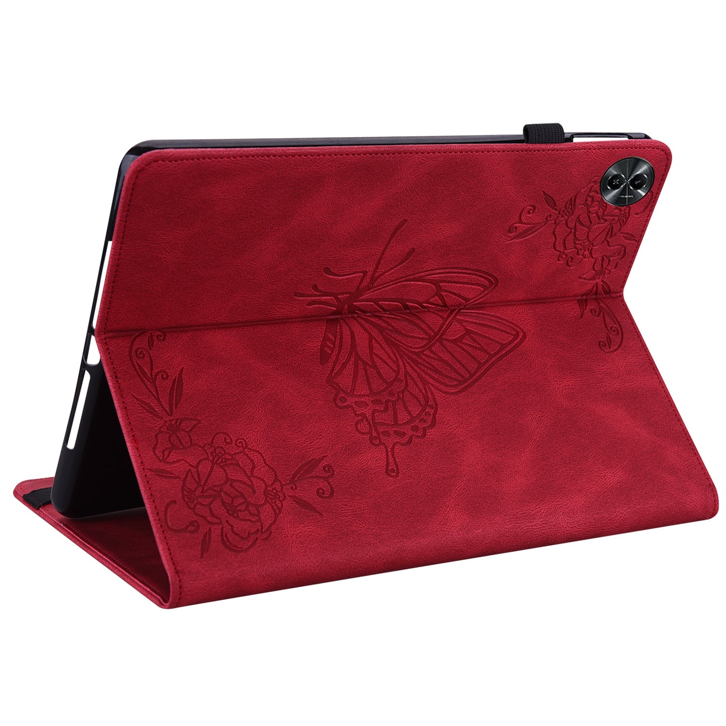 Tablet Case for Realme Pad 2 PU Leather Cover Butterfly Flower Imprinted Card Holder Shell