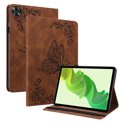 Tablet Case for Realme Pad 2 PU Leather Cover Butterfly Flower Imprinted Card Holder Shell