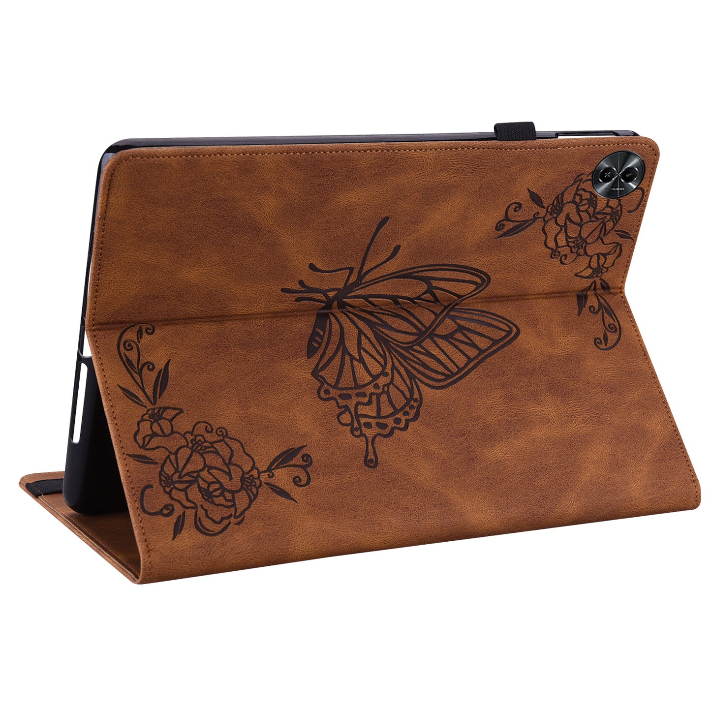 Tablet Case for Realme Pad 2 PU Leather Cover Butterfly Flower Imprinted Card Holder Shell
