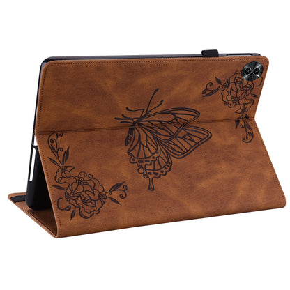Tablet Case for Realme Pad 2 PU Leather Cover Butterfly Flower Imprinted Card Holder Shell
