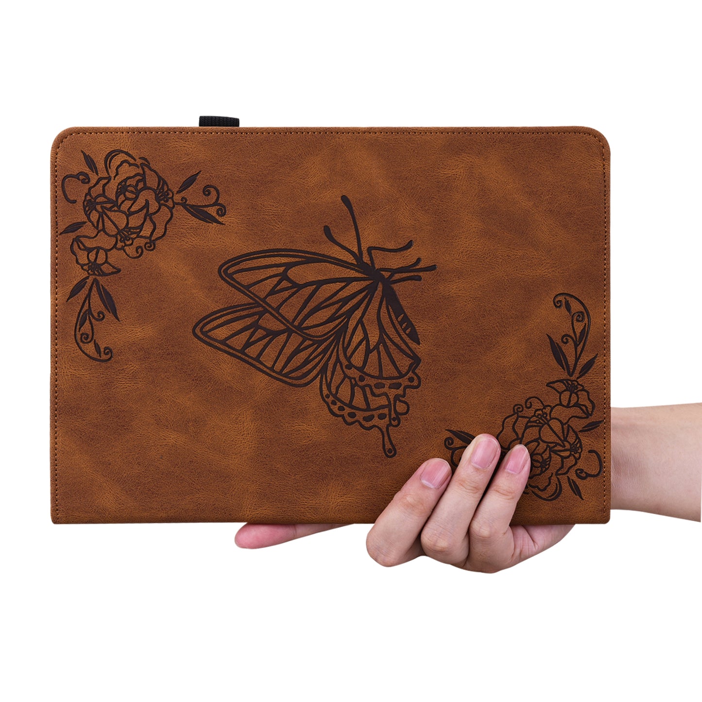 Tablet Case for Realme Pad 2 PU Leather Cover Butterfly Flower Imprinted Card Holder Shell