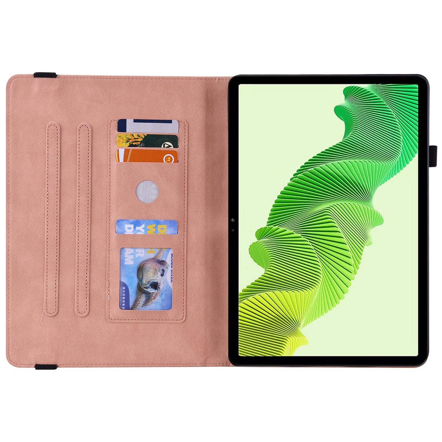 Tablet Case for Realme Pad 2 PU Leather Cover Butterfly Flower Imprinted Card Holder Shell