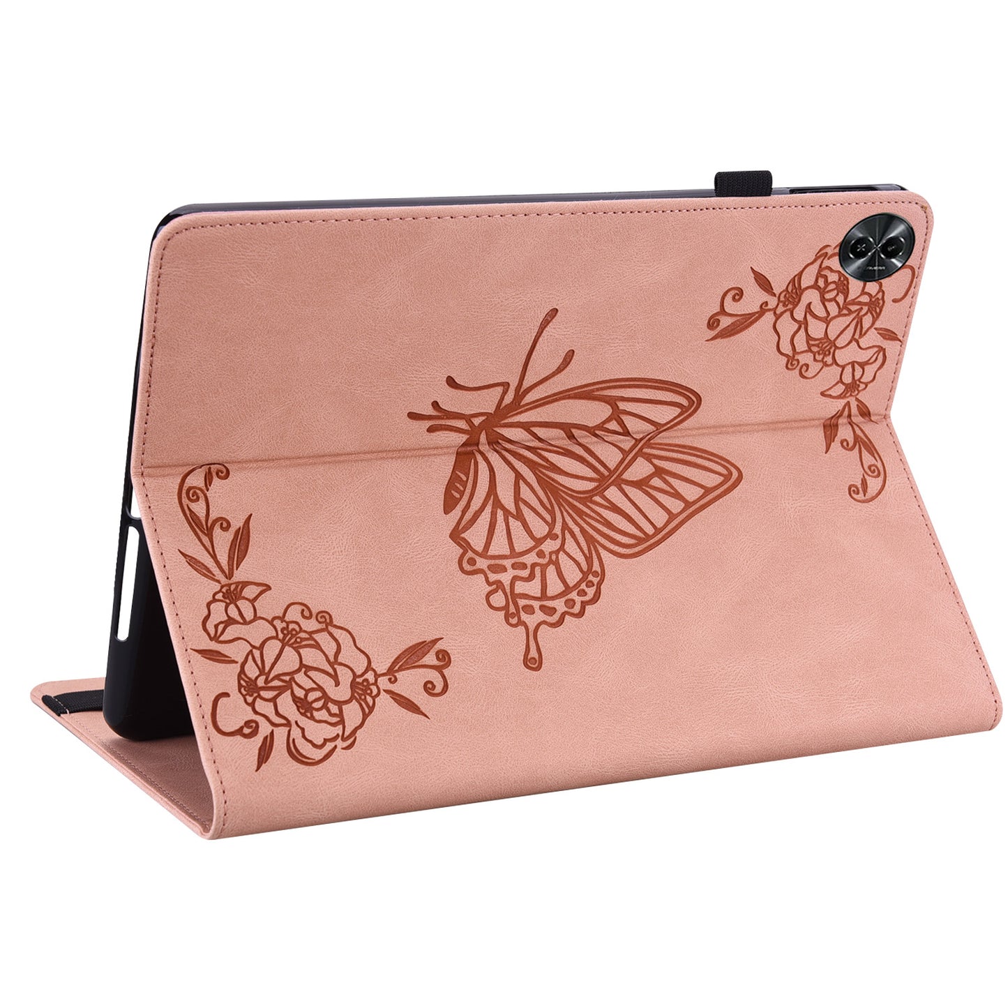 Tablet Case for Realme Pad 2 PU Leather Cover Butterfly Flower Imprinted Card Holder Shell