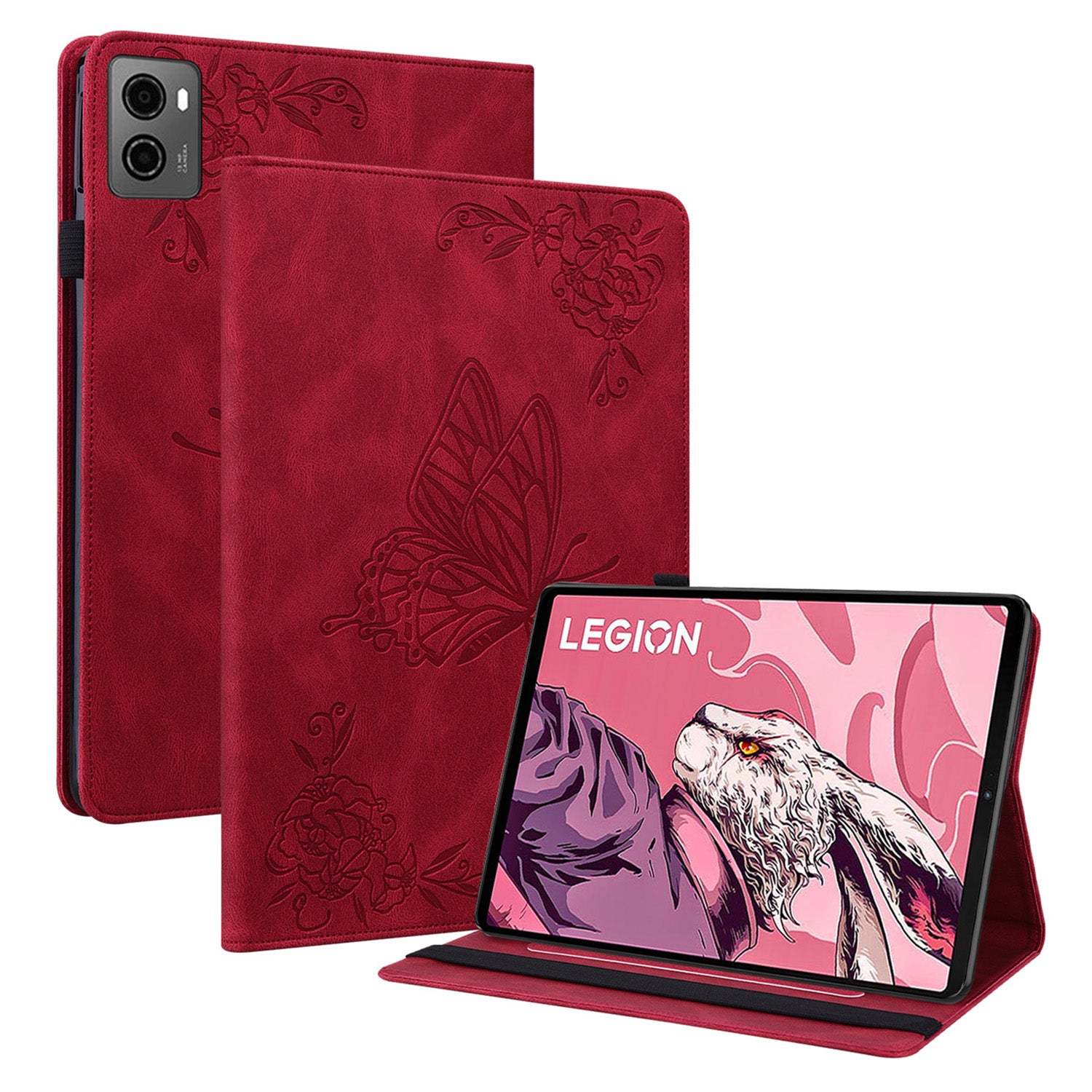 For Lenovo Legion Y700 (2023) Case PU Leather Imprinted Card Holder Stand Tablet Cover